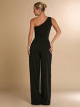 Macacão Assimétrico Um Ombro Só Feminino Elegante