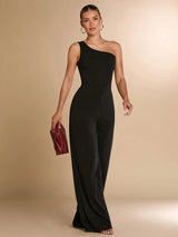 Macacão Assimétrico Um Ombro Só Feminino Elegante